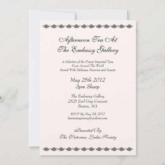 Nachmittagstee - Einladung (individuell gestalten) (Rückseite)