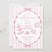 Nachmittagstee Geburtstag | Pink Tee Party Einladung (Vorderseite)