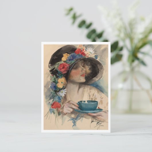 Nachmittagstee, Harrison Fisher Postkarte (Stehend Vorderseite)