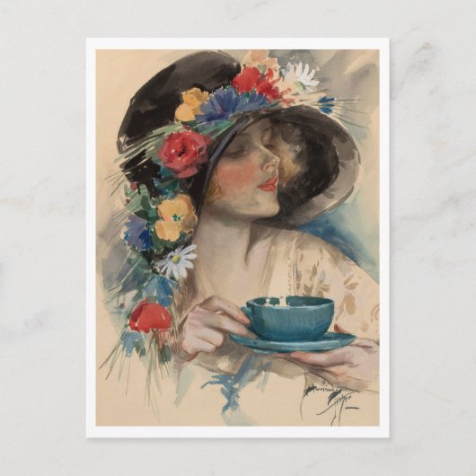 Nachmittagstee, Harrison Fisher Postkarte (Vorderseite)