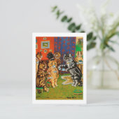 Nachmittagstee Katzen, Louis Wain Postkarte (Stehend Vorderseite)
