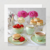 Nachmittagstee-kundengerechte quadratische einladung (Vorne/Hinten)