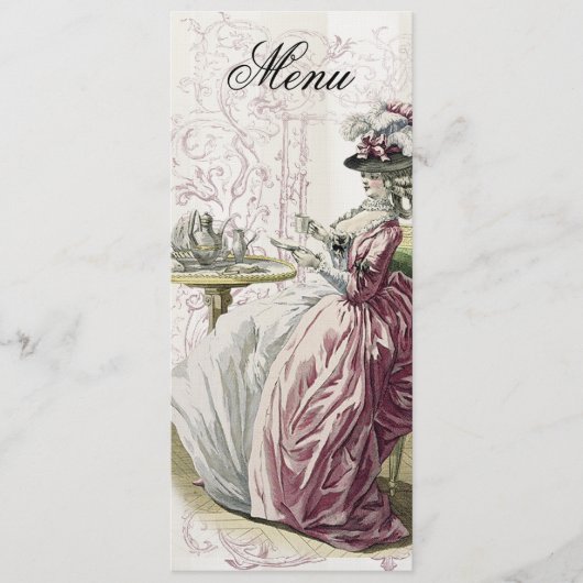 Nachmittagstee! Menü auf Linen Menükarte (Vorderseite)