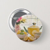 Nachmittagstee mit frischen Zitronen Button (Vorne & Hinten)