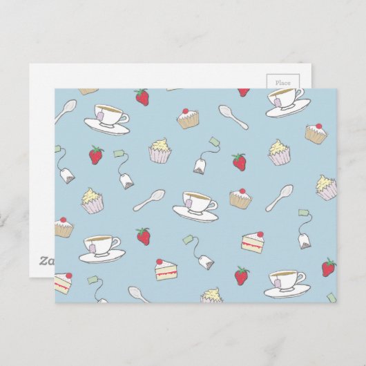 "Nachmittagstee"-Muster Postkarte (Vorne/Hinten)