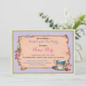Nachmittagstee Party Bachelorette Lila Einladung (Stehend Vorderseite)