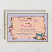 Nachmittagstee Party Bachelorette Lila Einladung (Vorne/Hinten)