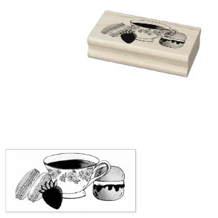 Nachmittagstee Party Macarons Teakup Creme Scone Gummistempel