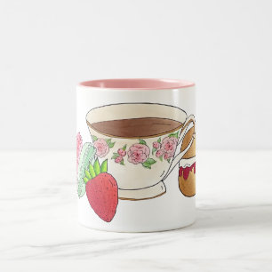 Nachmittagstee Party Macarons Teakup Creme Scone Zweifarbige Tasse