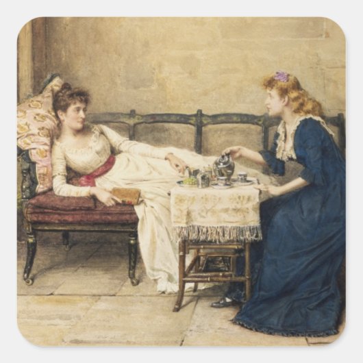 Nachmittagstee Quadratischer Aufkleber (Vorderseite)