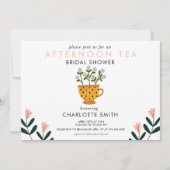 Nachmittagstee Rosa Brautparty Einladung (Vorderseite)