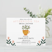 Nachmittagstee Rosa Brautparty Einladung (Stehend Vorderseite)