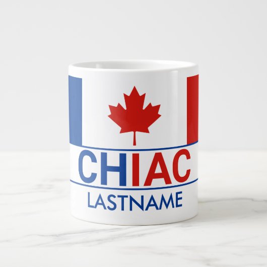 Nachname der kanadischen Flagge Chiac Acadian Jumbo-Tasse (Vorderseite)