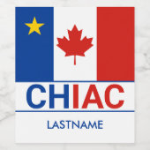 Nachname der kanadischen Flagge Chiac Acadian Weinetikett (Einzelnes Label)