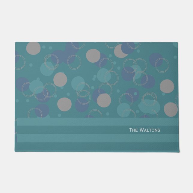 Nachname des modernen klassischen Blauen Kreises Fußmatte (Vorderseite)