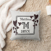 Nachname des Monogramms Anfangsname des roten Herz Kissen (Decke)
