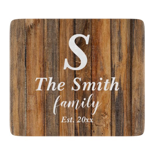 Nachname des personalisierten Hochzeitgeschenkes Schneidebrett (Vorderseite)