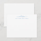 Nachname Dusty Blue Script Calligraphy Mitteilungskarte (Vorne/Hinten)