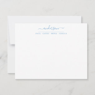 Nachname Dusty Blue Script Calligraphy Mitteilungskarte