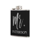 Nachname Flask mit Silberfolientyppografie Flachmann (Links)