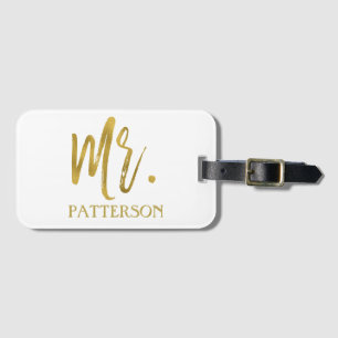 Nachname Gold Foil Gepäckmarke Gepäckanhänger
