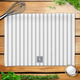 Nachname Grauer Weiß Streifen Geschirrtuch