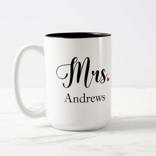 Nachname Matching Couple Gift für Ehefrau Bride Zweifarbige Tasse (Links)