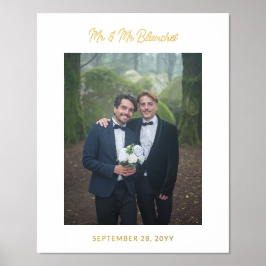 Nachname Modernes Script Wedding Foto Foliendrucke (Vorderseite)