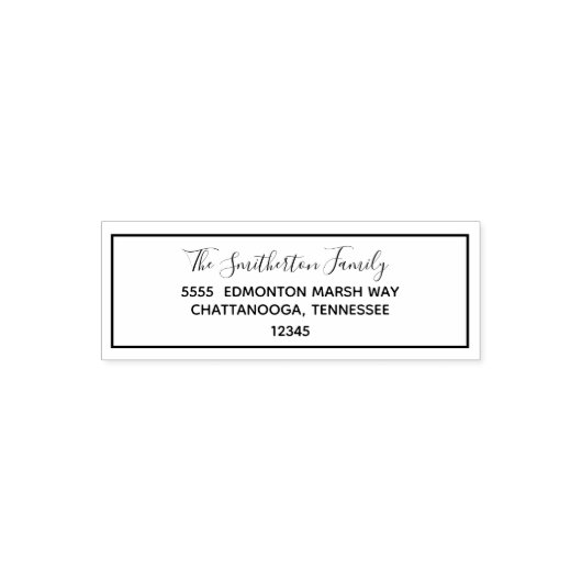 Nachname-Rücksendeadresse für Basisskriptfamilie Permastempel (Design)