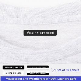 Nachname Schwarz/Weiß | Wasserdichte Kleidung Etiketten