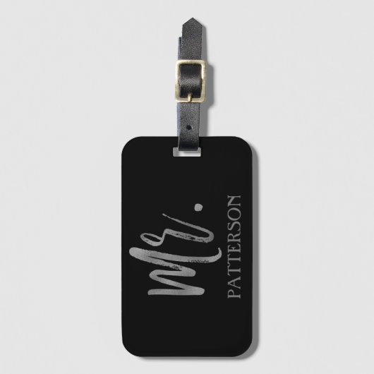 Nachname Silver Foil Gepäckmarke Gepäckanhänger (Vorderseite Vertikal)