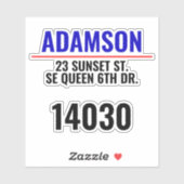 Nachname und Adresse - Benutzerdefinierte Postfach Aufkleber (Blatt)