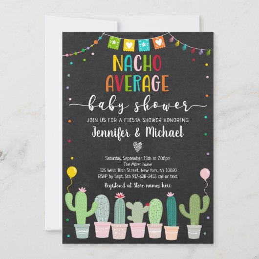 Nacho Average Baby Shower Fiesta Einladung (Vorderseite)