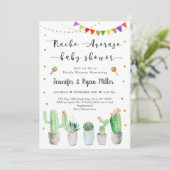 Nacho Average Baby Shower Gold Fiesta Cactus Einladung (Stehend Vorderseite)
