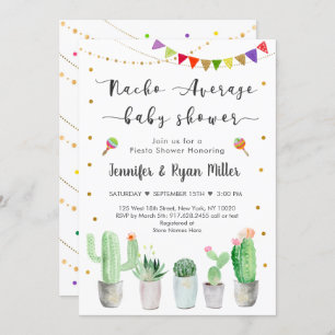 Nacho Average Baby Shower Gold Fiesta Cactus Einladung