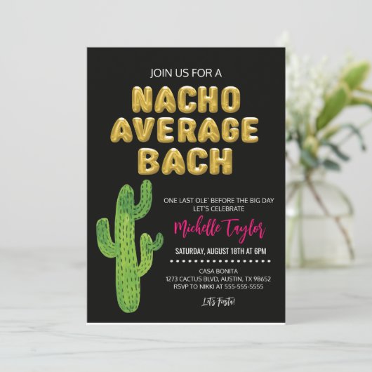 Nacho Average Bachelorette Einladung (Stehend Vorderseite)
