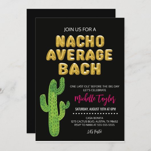 Nacho Average Bachelorette Einladung (Vorne/Hinten)