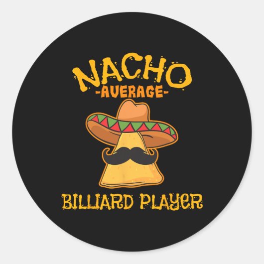Nacho Average Billiard Player Cinco De Mayo Mexica Runder Aufkleber (Vorderseite)