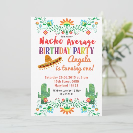 Nacho Average Birthday Party Einladung (Stehend Vorderseite)