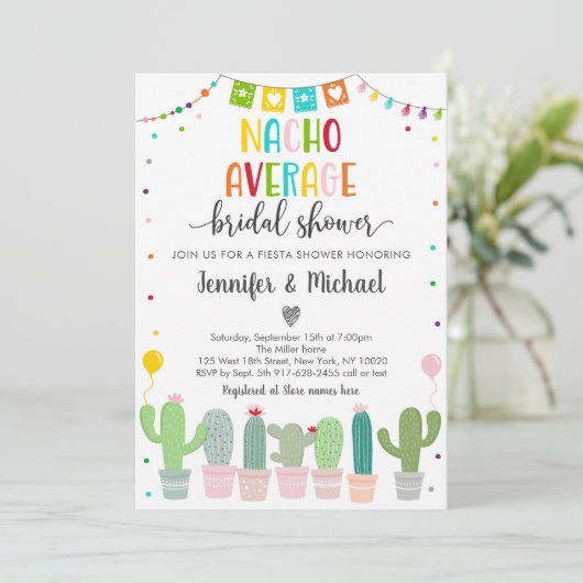 Nacho Average Brautparty Cactus Fiesta Einladung (Stehend Vorderseite)