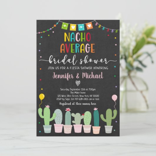 Nacho Average Brautparty Fiesta Einladung (Stehend Vorderseite)