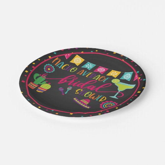 Nacho Average Brautparty Party Plate - Blk Pappteller (Schrägansicht)