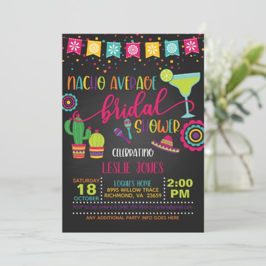 Nacho Average Bridal Dusche Einladung - BL (Stehend Vorderseite)