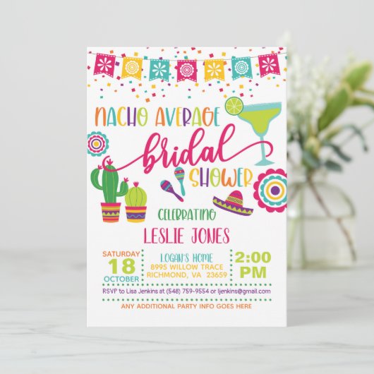 Nacho Average Bridal Dusche Einladung - WH (Stehend Vorderseite)