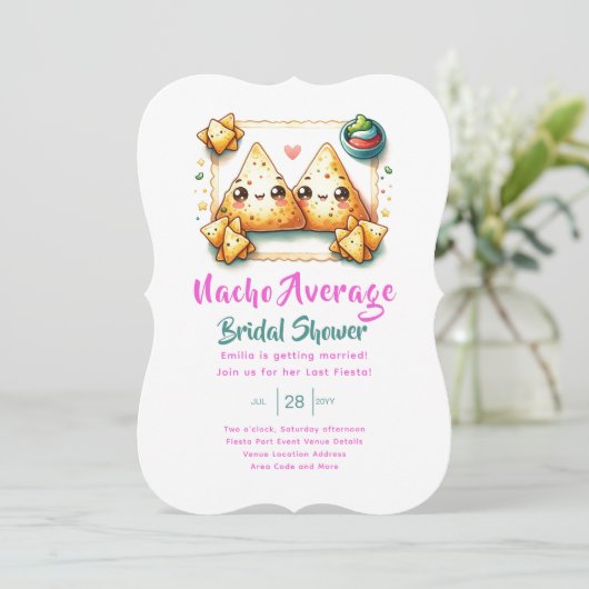 Nacho Average Fiesta! Letztes Party Brautparty Einladung (Stehend Vorderseite)