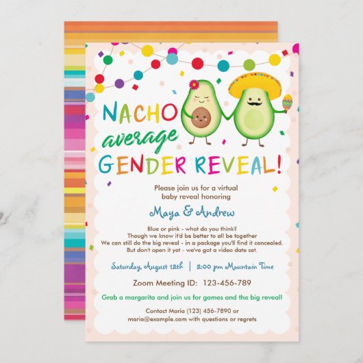 Nacho Average Gender Reveal - Virtual Baby Shower Einladung (Vorne/Hinten)