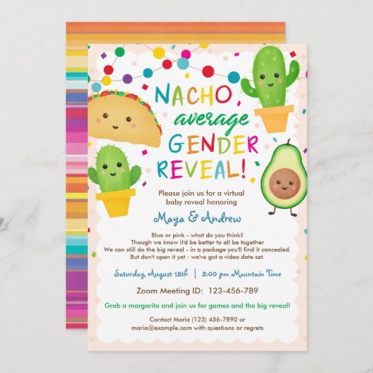 Nacho Average Gender Reveal - Virtual Baby Shower Einladung (Vorne/Hinten)