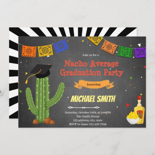 Nacho Average Graduierungsparty Einladung (Vorne/Hinten)