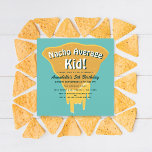 Nacho Average Kid Geburtstag Einladung<br><div class="desc">Feiern Sie den besonderen Tag Ihres Kindes mit diesem Nacho Average Geburtstag Design. Das Design verfügt über einen großen Nacho-Chip, der vor einem aquamarinen Hintergrund in Käse getaucht wurde. Das Gegenteil ist ein Muster von Polka-Punkten. Sie können dies durch einen Klick auf "PERSONALISIEREN" weiter anpassen. Matching Items in unserem Shop...</div>