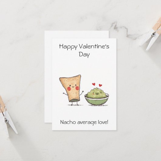 "Nacho Average Liebe!" - Funny & Niedlich Valentin Karte (Vorderseite/Rückseite Beispiel)